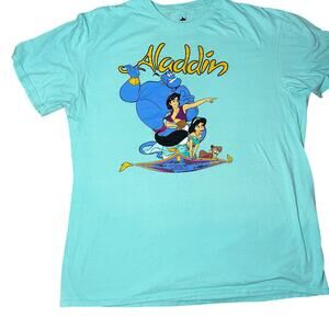 Disney's Princess Aladdin Teal t-shirt  XL Genie,Jasmine,Aladdin flying carpet